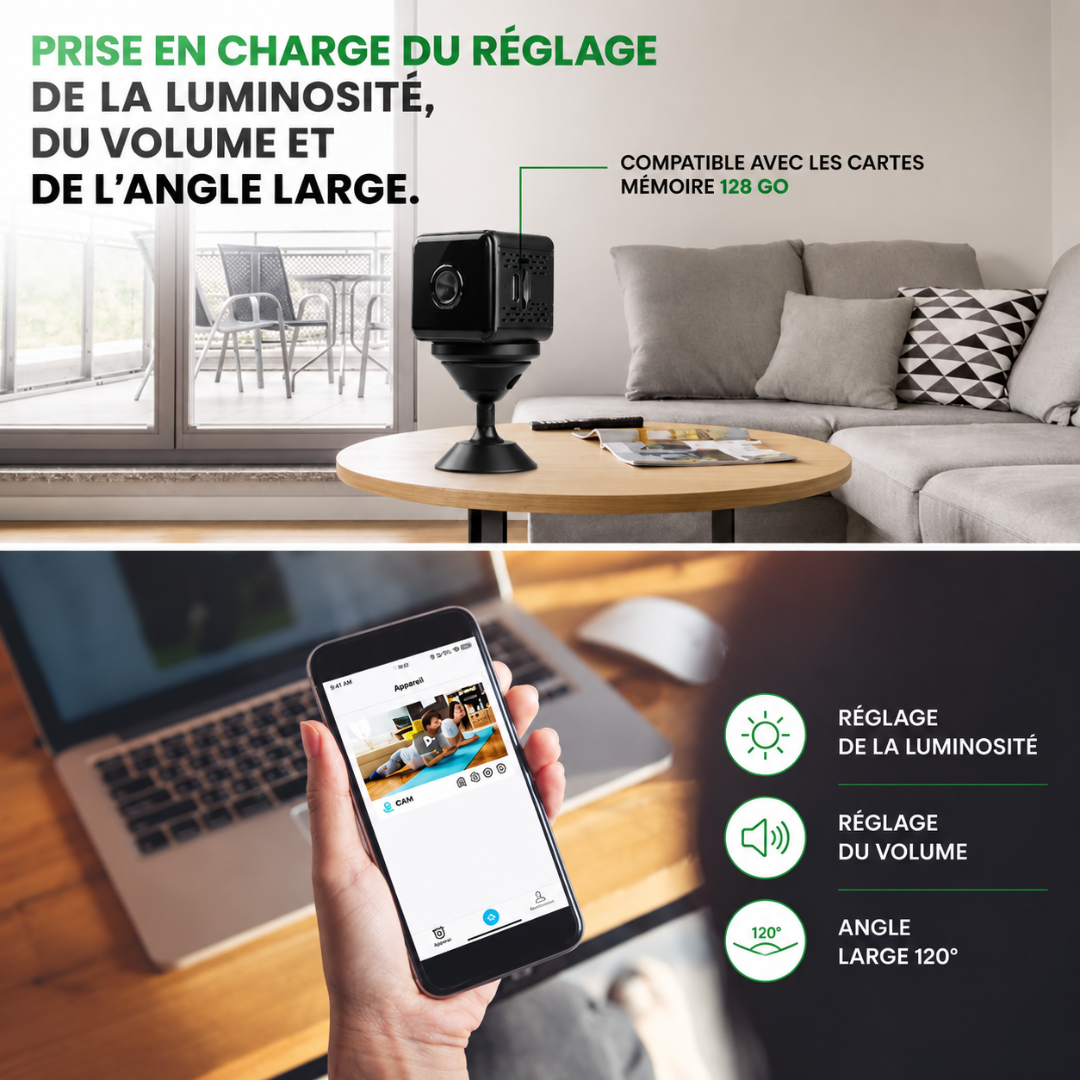 Caméra de Sécurité, Caméra IP de Surveillance Wifi sans Fil avec Vision Night Vision