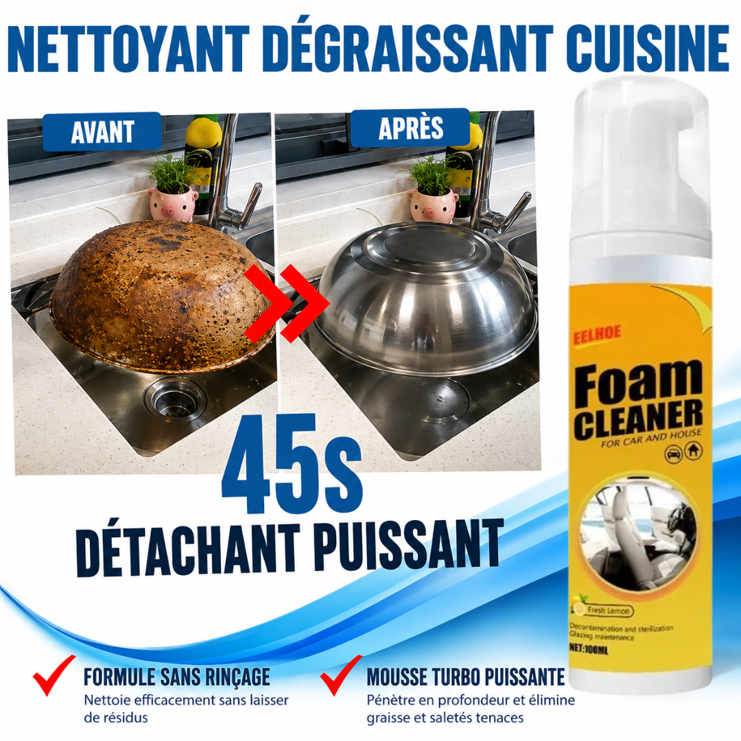Nettoyant Mousse Multifonctionnel pour Voiture, Maison, Cuisine ...