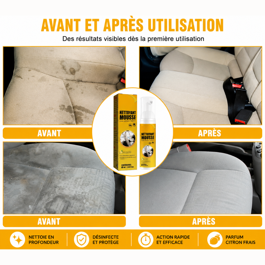 Nettoyant Mousse Multifonctionnel pour Voiture, Maison, Cuisine ...