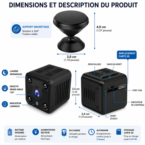 Caméra IP de Surveillance Wifi sans Fil avec Vision Night Vision, Caméra de Sécurité