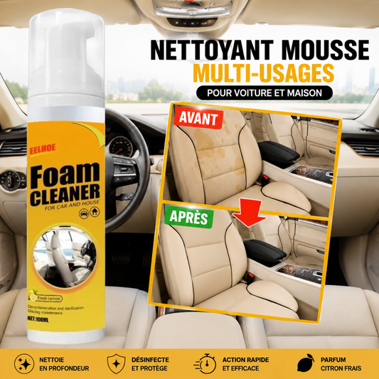Nettoyant Multi-usage, Nettoyant mousse - Nettoyant Cuir - Nettoyant intérieur voiture - Nettoyant meubles